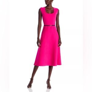 Elie Tahari Vibrant Pink Midi Dress sz Lg